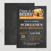Cheers and Beers 50th Birthday Invitation Card Kaart (Voorkant / Achterkant)