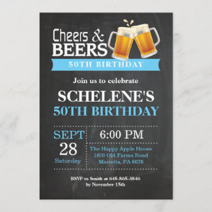 Cheers and Beers 50th Birthday Invitation Card Kaart