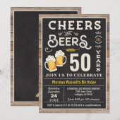 Cheers and Beers 50th Birthday Invitation Kaart (Voorkant / Achterkant)