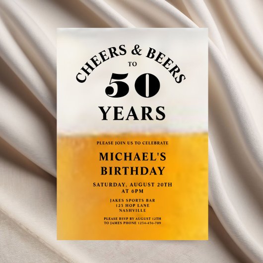 Cheers And Beers 50th Birthday Kaart