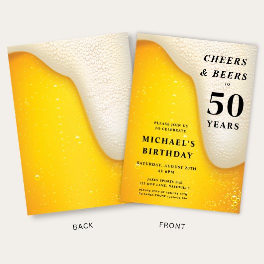 Cheers And Beers 50th Birthday Kaart