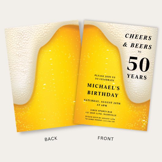 Cheers And Beers 50th Birthday Kaart