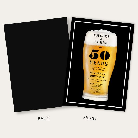 Cheers And Beers 50th Birthday Kaart