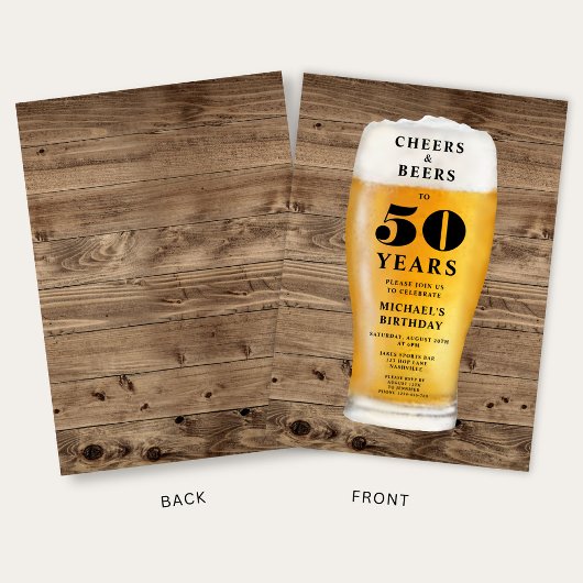 Cheers And Beers 50th Birthday Kaart