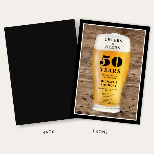 Cheers And Beers 50th Birthday Kaart
