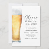 Cheers and Beers 50th Birthday Party Kaart (Voorkant)