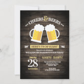 Cheers and Beers 50th Birthday Party Kaart (Voorkant)