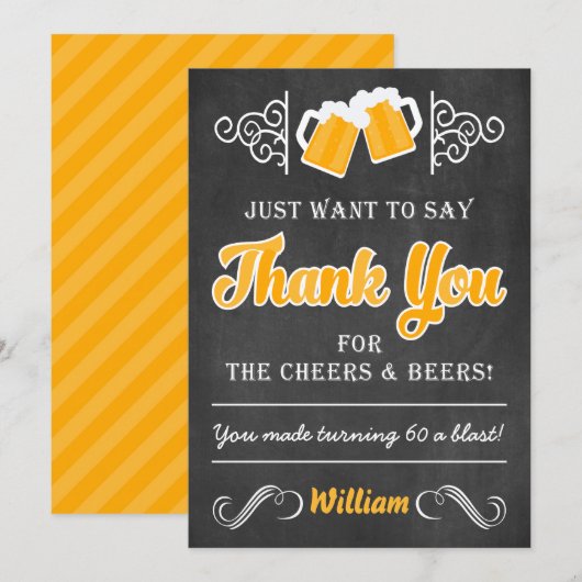 Cheers and Beers 60e verjaardag Hartelijk dank Bedankkaart (Voorkant / Achterkant)