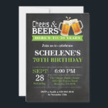 Cheers and Beers 70th Birthday Invitation Card Kaart<br><div class="desc">Cheers and Beers 70th Birthday Invitation Card. Volwassen verjaardag. Groen. 16e 18e 21e 30e 40e 50e 70e 80e 90e 100e. Elke leeftijd. Voor verdere aanpassing,  te klikken gelieve de knoop "van de Aanpassing het"en ons ontwerphulpmiddel te gebruiken om deze sjabloon te wijzigen.</div>