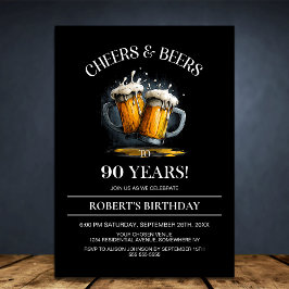 Cheers and Beers 90th Birthday Party Kaart