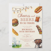 Cheers and Beers BBQ Barbeque Verjaardagsfeest Kaart (Voorkant)