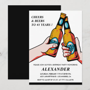 Cheers and Beers Black Rustic Mannen 41e verjaarda Kaart