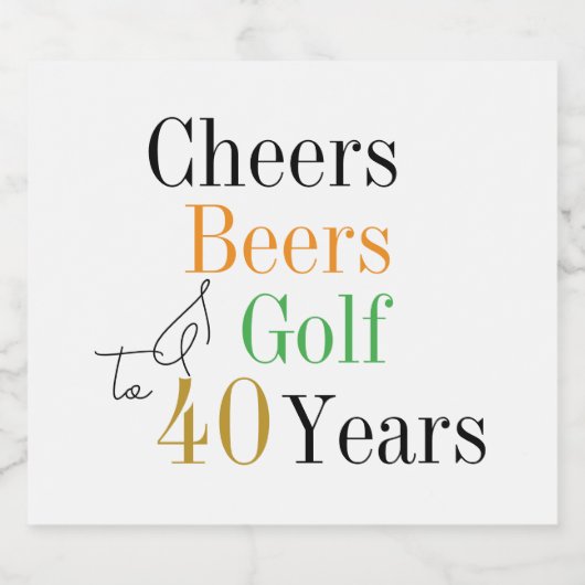 Cheers and Beers Golf 40e verjaardagsfeestje Bier Etiket (Enkel label)
