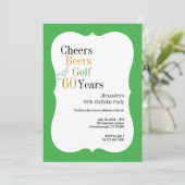 Cheers and Beers Golf 60e verjaardag Groen Kaart (Staand voorkant)