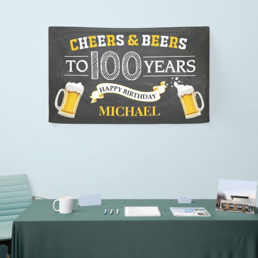 Cheers and Beers Happy 100th Birthday Banner (Beurs)