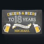 Cheers and Beers Happy 18th Birthday Banner<br><div class="desc">Cheers and Beers Happy 18th Birthday Banner. Voor verdere aanpassing,  te klikken gelieve de knoop "van de Aanpassing het"en ons ontwerphulpmiddel te gebruiken om deze sjabloon te wijzigen.</div>