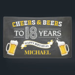 Cheers and Beers Happy 18th Birthday Banner<br><div class="desc">Cheers and Beers Happy 18th Birthday Banner. Voor verdere aanpassing,  te klikken gelieve de knoop "van de Aanpassing het"en ons ontwerphulpmiddel te gebruiken om deze sjabloon te wijzigen.</div>