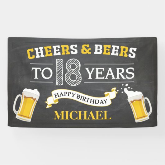 Cheers and Beers Happy 18th Birthday Banner (Horizontaal)