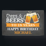 Cheers and Beers Happy 18th Birthday Banner Sinaas<br><div class="desc">Cheers and Beers Happy 18th Birthday Banner Sinaasappel. Voor verdere aanpassing,  te klikken gelieve de knoop "van de Aanpassing het"en ons ontwerphulpmiddel te gebruiken om deze sjabloon te wijzigen.</div>