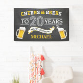 Cheers and Beers Happy 20th Birthday Banner (Insitu)