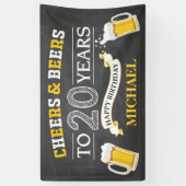 Cheers and Beers Happy 20th Birthday Banner (Verticaal)