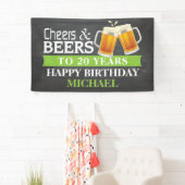 Cheers and Beers Happy 20th Birthday Banner Green (Insitu)