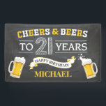 Cheers and Beers Happy 21st Birthday Banner<br><div class="desc">Cheers and Beers Happy 21st Birthday Banner. Voor verdere aanpassing,  te klikken gelieve de knoop "van de Aanpassing het"en ons ontwerphulpmiddel te gebruiken om deze sjabloon te wijzigen.</div>