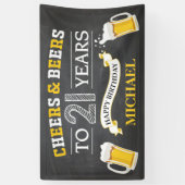 Cheers and Beers Happy 21st Birthday Banner (Verticaal)