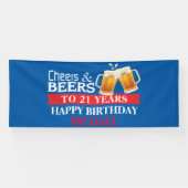 Cheers and Beers Happy 21st Birthday Red en Blue Spandoek (Horizontaal)