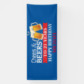 Cheers and Beers Happy 21st Birthday Red en Blue Spandoek (Verticaal)