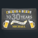 Cheers and Beers Happy 30th Birthday Banner<br><div class="desc">Cheers and Beers Happy 30th Birthday Banner. Voor verdere aanpassing,  te klikken gelieve de knoop "van de Aanpassing het"en ons ontwerphulpmiddel te gebruiken om deze sjabloon te wijzigen.</div>