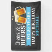 Cheers and Beers Happy 30th Birthday Banner Blue (Verticaal)