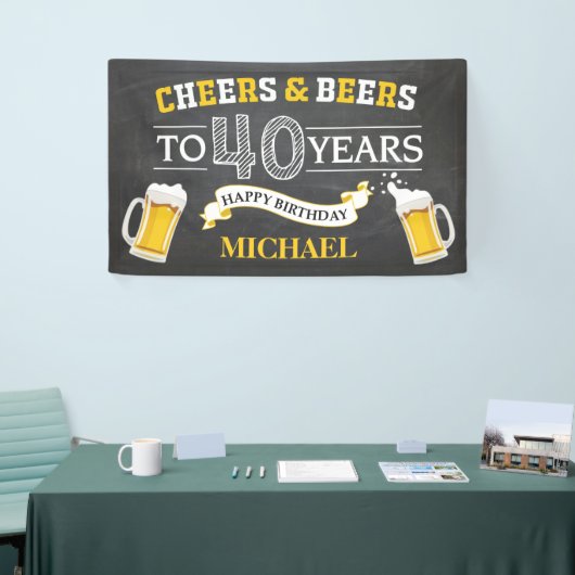 Cheers and Beers Happy 40th Birthday Banner (Beurs)