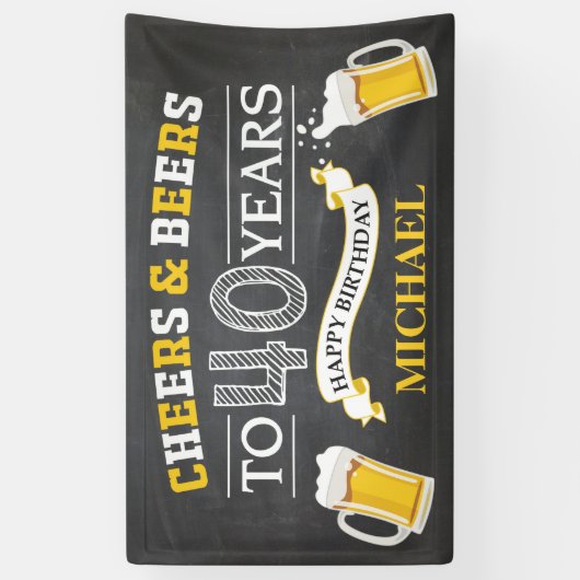 Cheers and Beers Happy 40th Birthday Banner (Verticaal)
