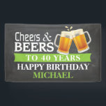 Cheers and Beers Happy 40th Birthday Banner Green<br><div class="desc">Cheers and Beers Happy 40th Birthday Banner Green. Voor verdere aanpassing,  te klikken gelieve de knoop "van de Aanpassing het"en ons ontwerphulpmiddel te gebruiken om deze sjabloon te wijzigen.</div>