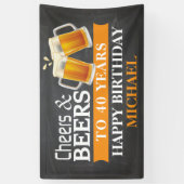 Cheers and Beers Happy 40th Birthday Banner Sinaas (Verticaal)