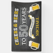 Cheers and Beers Happy 50th Birthday Banner (Verticaal)