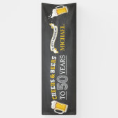 Cheers and Beers Happy 50th Birthday Banner (Verticaal)