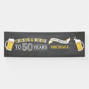 Cheers and Beers Happy 50th Birthday Banner