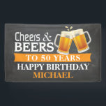 Cheers and Beers Happy 50th Birthday Banner Sinaas<br><div class="desc">Cheers and Beers Happy 50th Birthday Banner Sinaasappel. Voor verdere aanpassing,  te klikken gelieve de knoop "van de Aanpassing het"en ons ontwerphulpmiddel te gebruiken om deze sjabloon te wijzigen.</div>