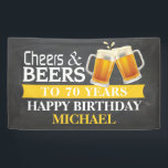 Cheers and Beers Happy 70th Birthday Banner Yellow<br><div class="desc">Cheers and Beers Happy 70th Birthday Banner Yellow. Klik voor verdere aanpassingen op de knop "Aanpassen" en gebruik onze ontwerptool om deze sjabloon te wijzigen.</div>