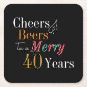 Cheers and Beers Merry 40th Christmas Birthday Kartonnen Onderzetters (Voorkant)