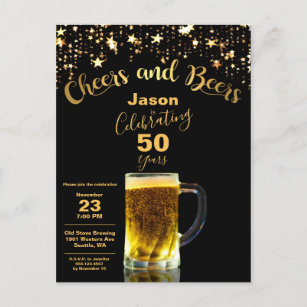 Cheers and Beers Modern 50e verjaardag Uitnodiging Briefkaart