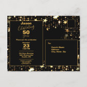 Cheers and Beers Modern 50e verjaardag Uitnodiging Briefkaart (Achterkant)