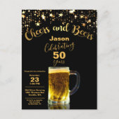 Cheers and Beers Modern 50e verjaardag Uitnodiging Briefkaart (Voorkant)