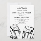 Cheers and beers modern bachelor party kaart (Voorkant)