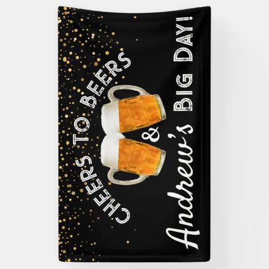 Cheers and Beers & [Name]’s Big Day Rustic  Spandoek (Verticaal)