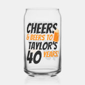 Cheers and Beers Personalized Birthday Blikvorm Glas (Voorkant)