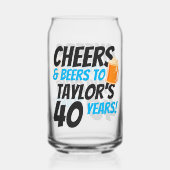 Cheers and Beers Personalized Birthday Blikvorm Glas (Voorkant)