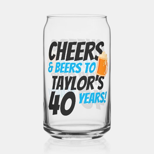 Cheers and Beers Personalized Birthday Blikvorm Glas (Achterkant)